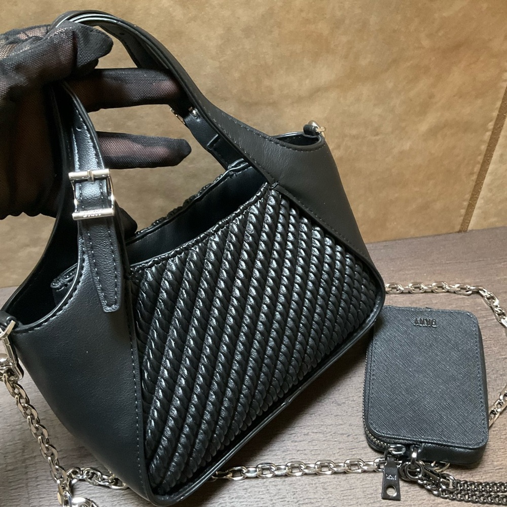 DKNY BUNDLE DKNY Miren Black Mini Satchel Crossbody and chain wallet TWO Pieces